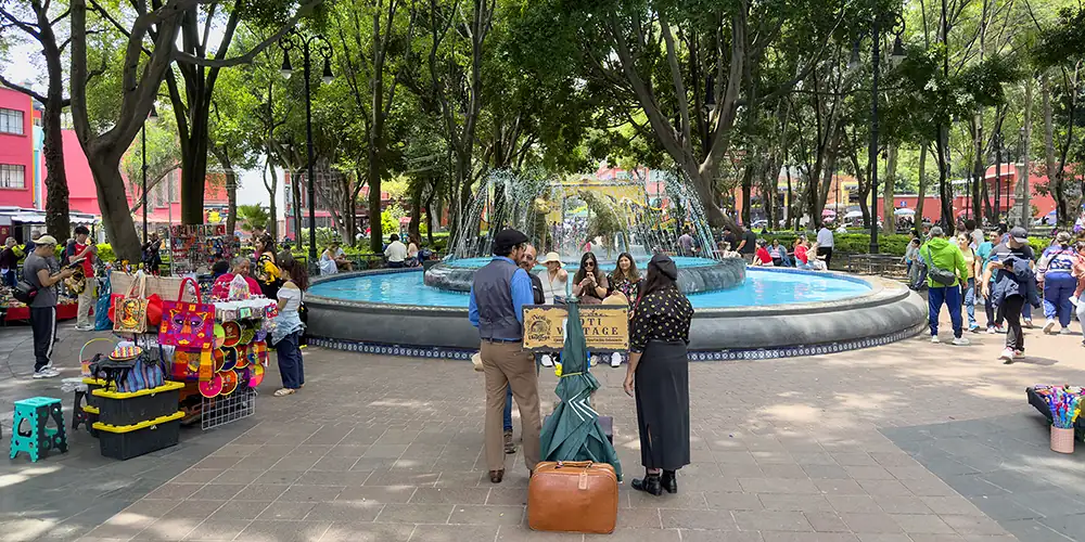 Fuente de los Coyotes fountain in Plaza Centenario, Coyoacán, Mexico City